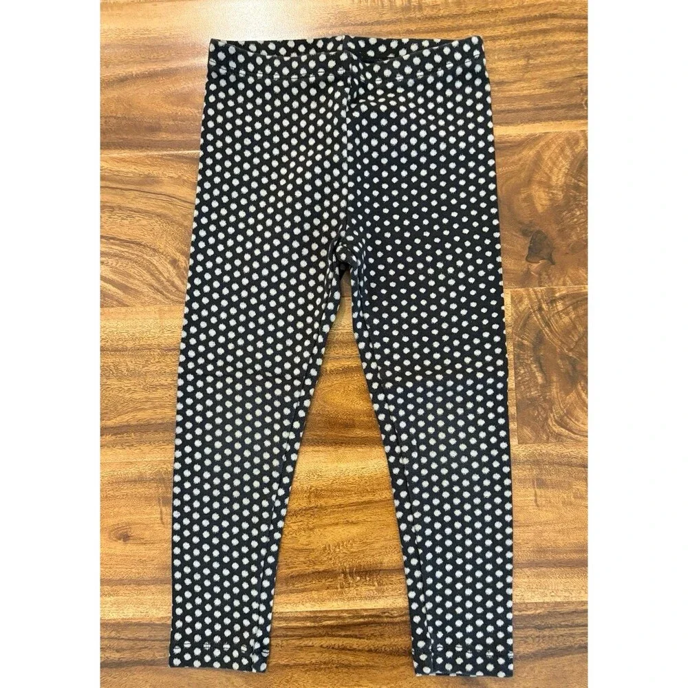 Tea Collection Knit Legging, Black with Gray Dots, Size 4T